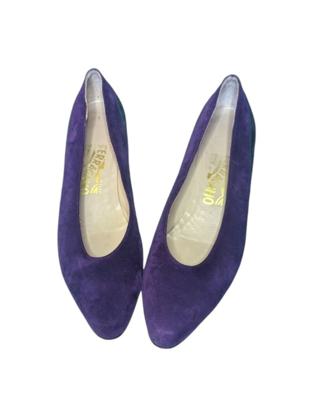 Salvatore Ferragamo Purple Suede Pointed Toe Flats